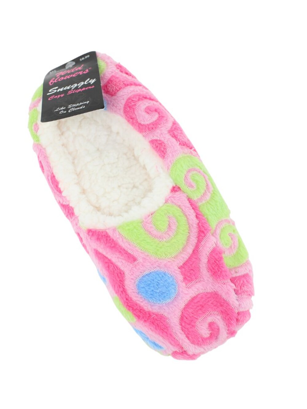 Wild Flowers Women's Pink Dot & Swirl Anti-Slip Plush Slippers